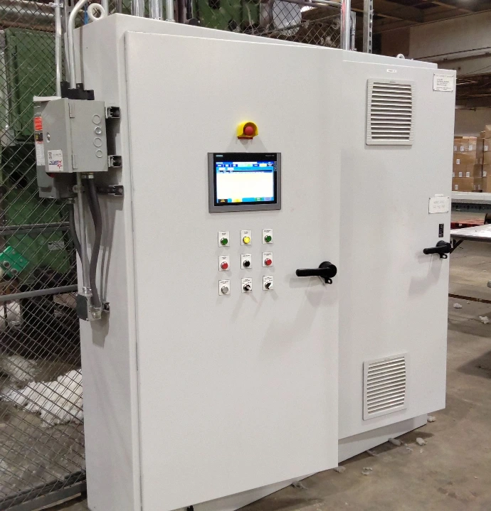 Floorstanding Siemens Control Panel on Industrial Production Line